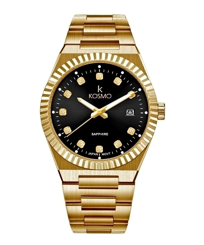 Kosmo 610-7– Dorado con Dial Negro y Cristal Zafiro