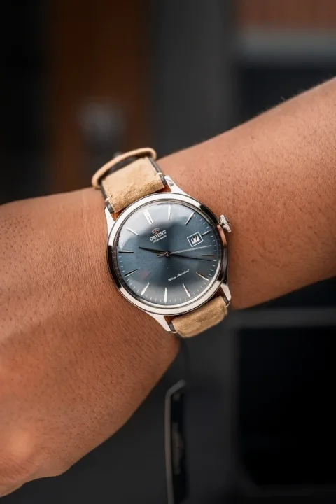 Orient Bambino RA-AC0P03L para Hombre - con Esfera Azul y Correa de Cuero, foto 4