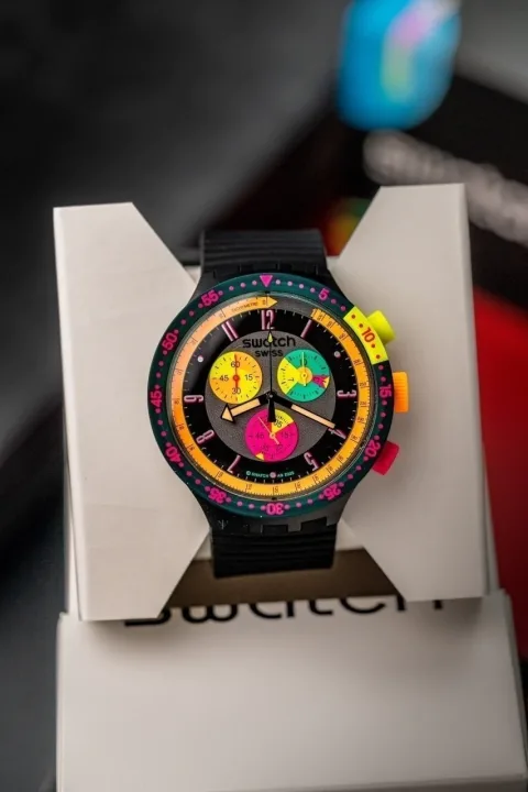 Swatch Neon Sepia SB02B104 - Cronógrafo Cuarzo Big Bold Retro Oversize, foto 3