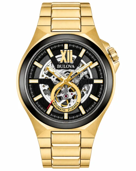 Bulova Maquina 98A178 Automático Esqueleto Dorado, foto 1