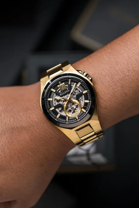 Bulova Maquina 98A178 Automático Esqueleto Dorado, foto 2